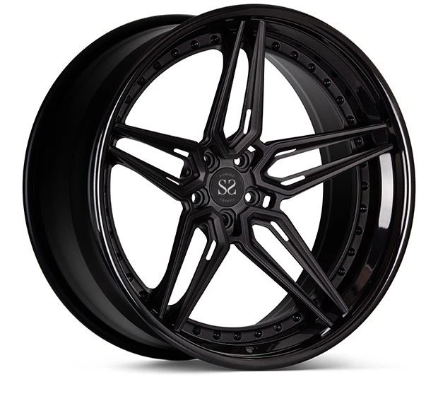 3 Piece Forged Satin Black Deep Conave Customized Deep Dish Wheel