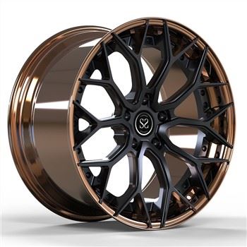 SSJK2089 Se potrivește la BMW Seria 3 F30 5x120 2-PC Jante din aliaj de aluminiu forjat eșalonat 19 și 20 inchi, cilindric bronz plus disc negru lucios